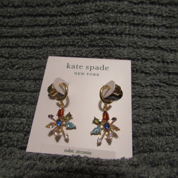 Kate Spade Firework Floral huggie Earrings Color Snowflake drop - Picture 2 of 6